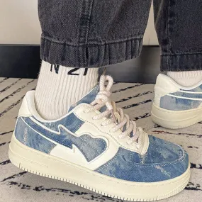 Amozae-Back To School Gifts Y2K Aesthetic Denim Heart Sneakers