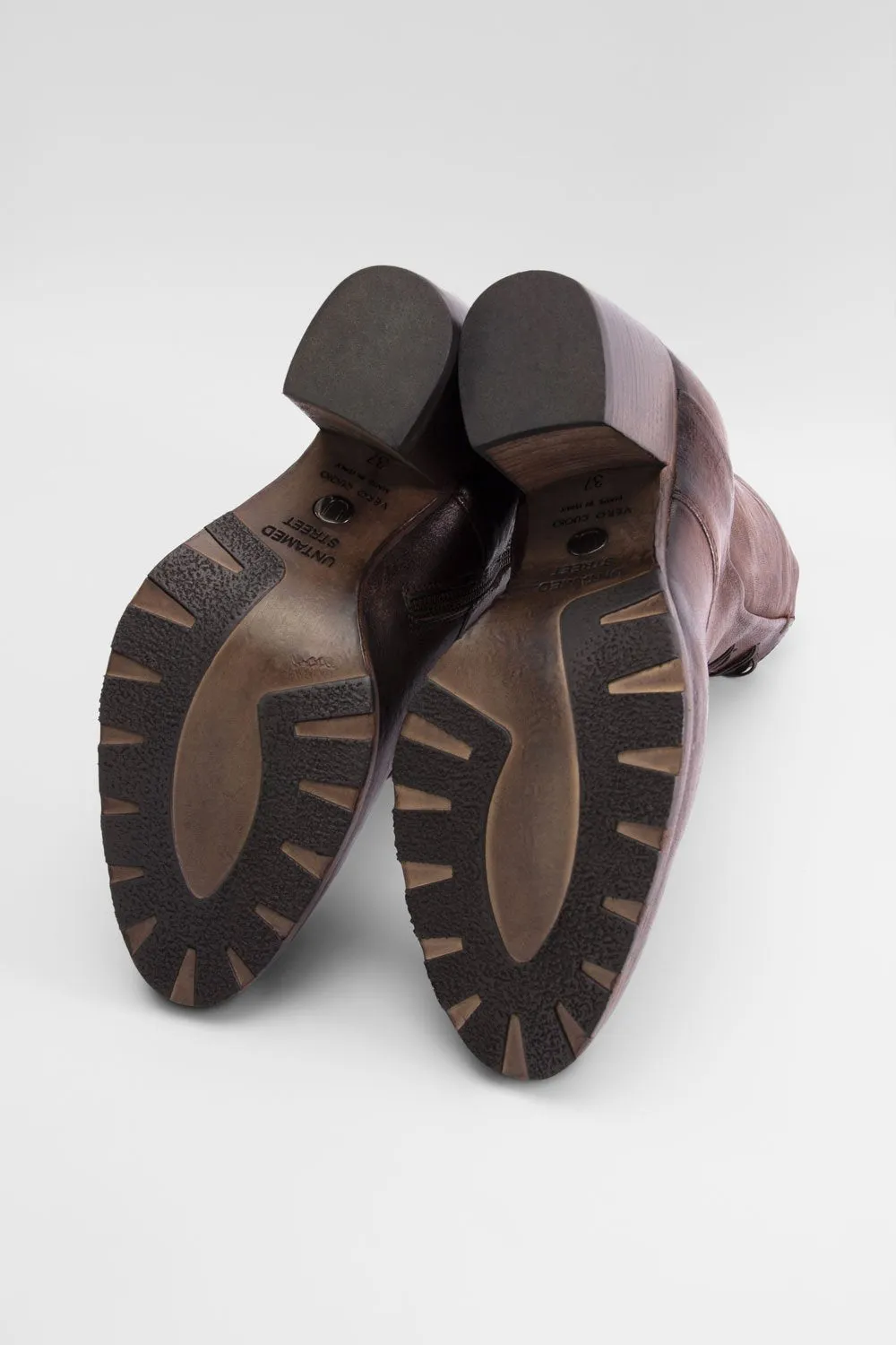 ASTON chocolate-brown lace up boots.