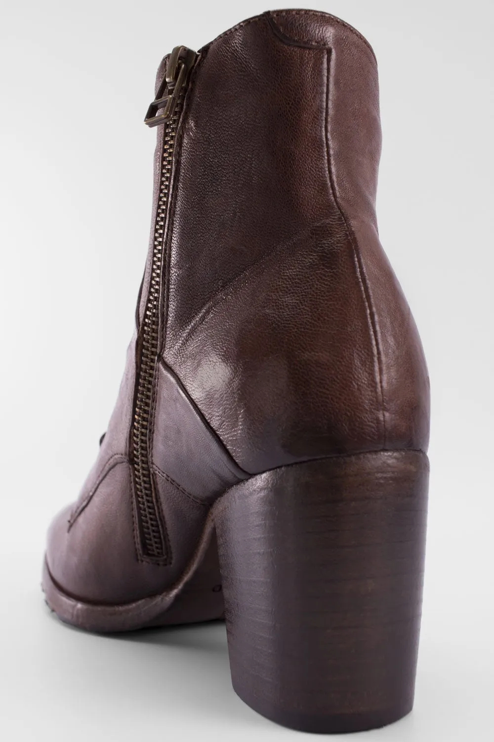 ASTON chocolate-brown lace up boots.
