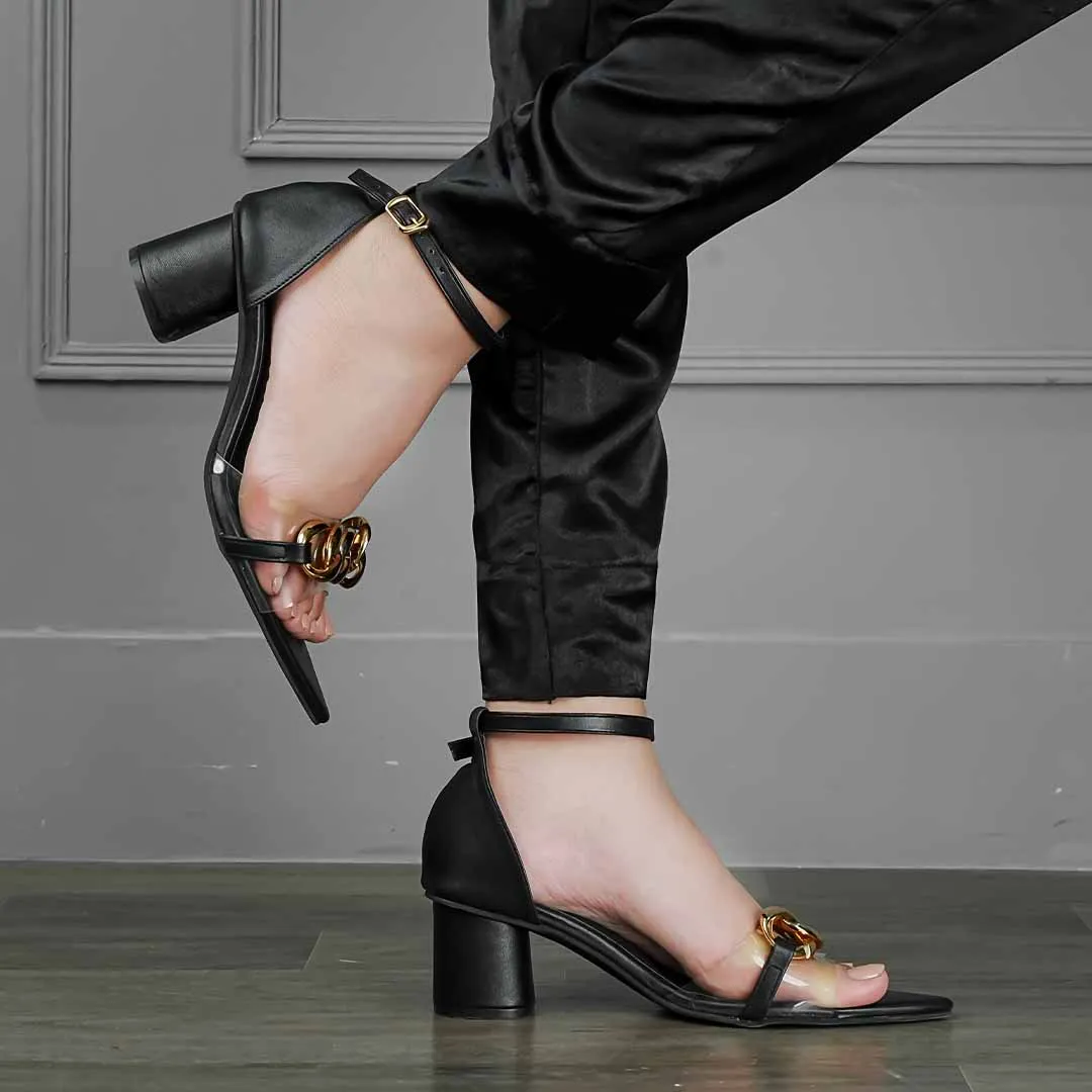 Chain Luxe Heels Black