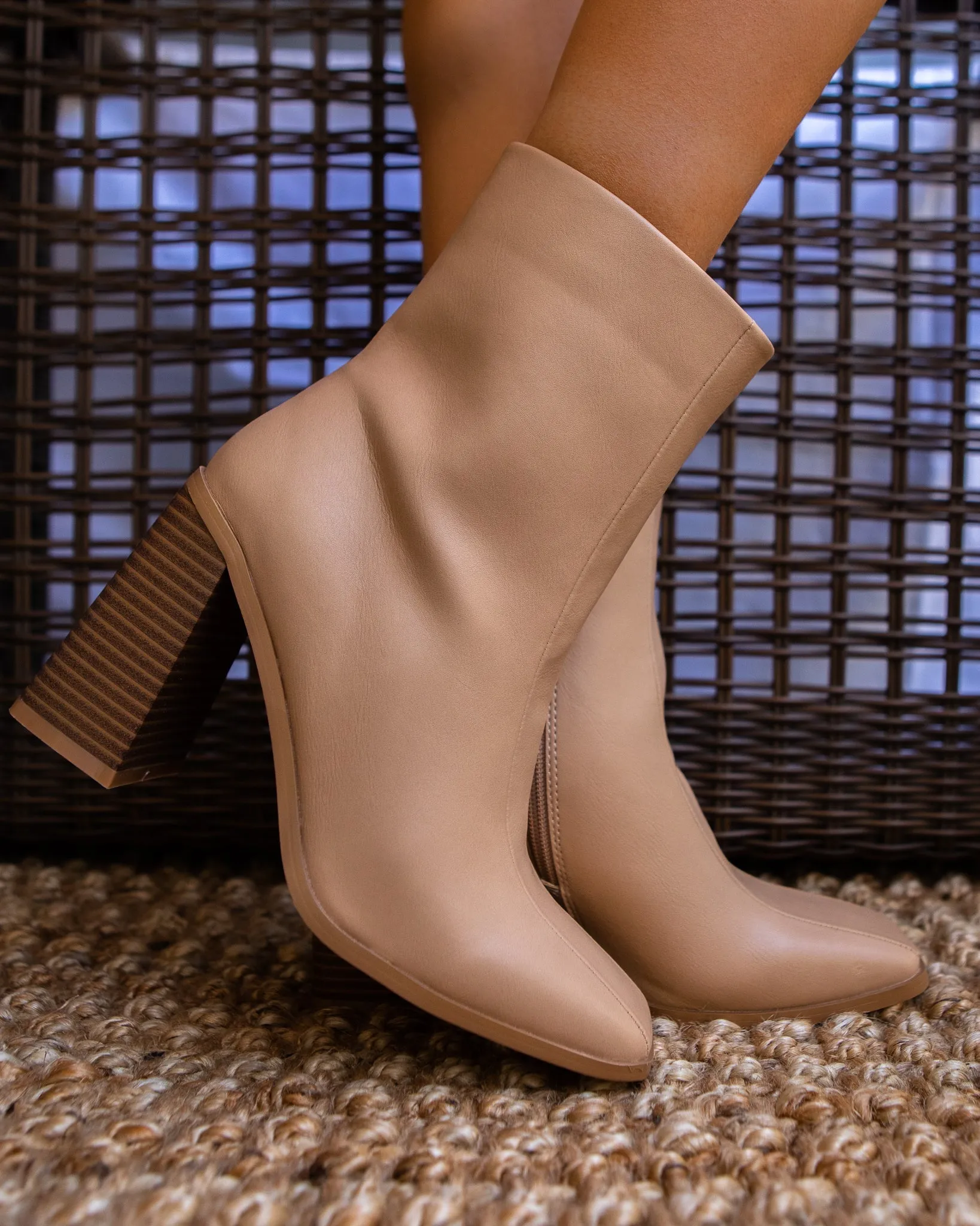 Chunky Block Heel Ankle Booties