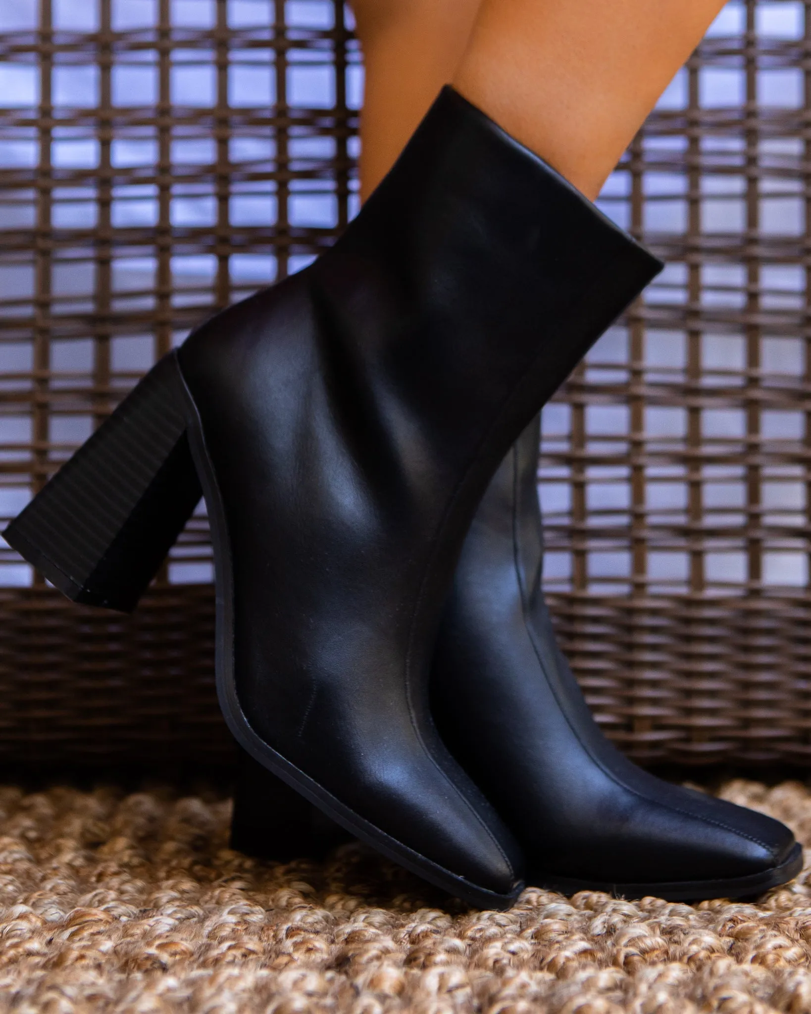 Chunky Block Heel Ankle Booties