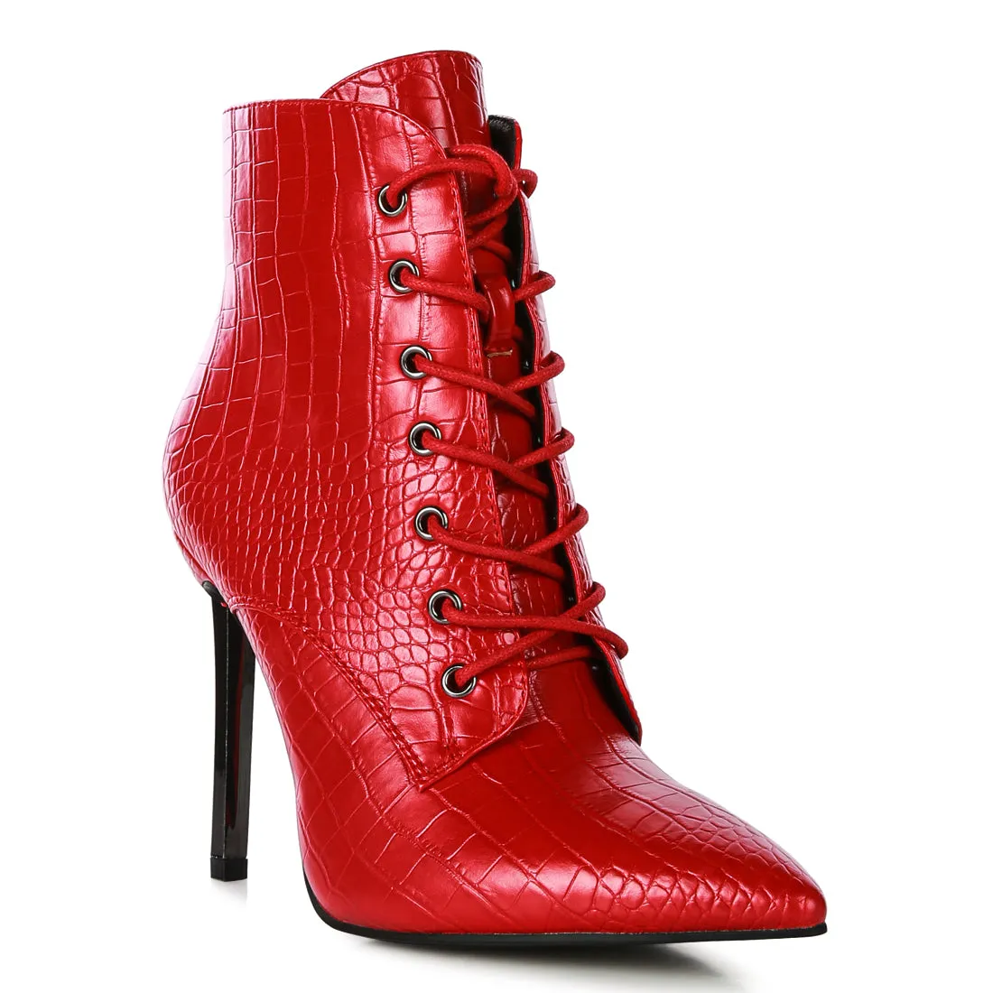 Croc Stiletto Ankle Boots