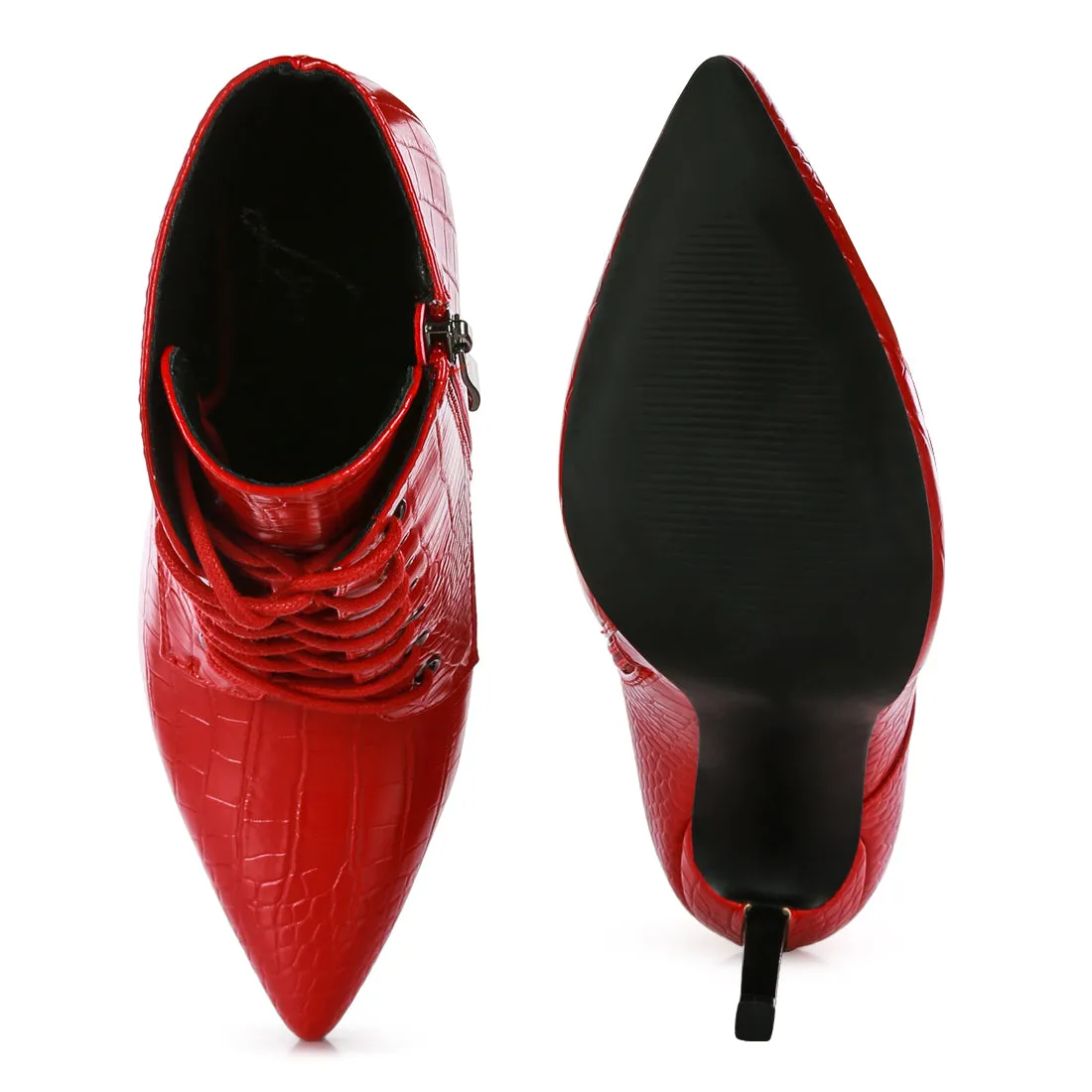 Croc Stiletto Ankle Boots