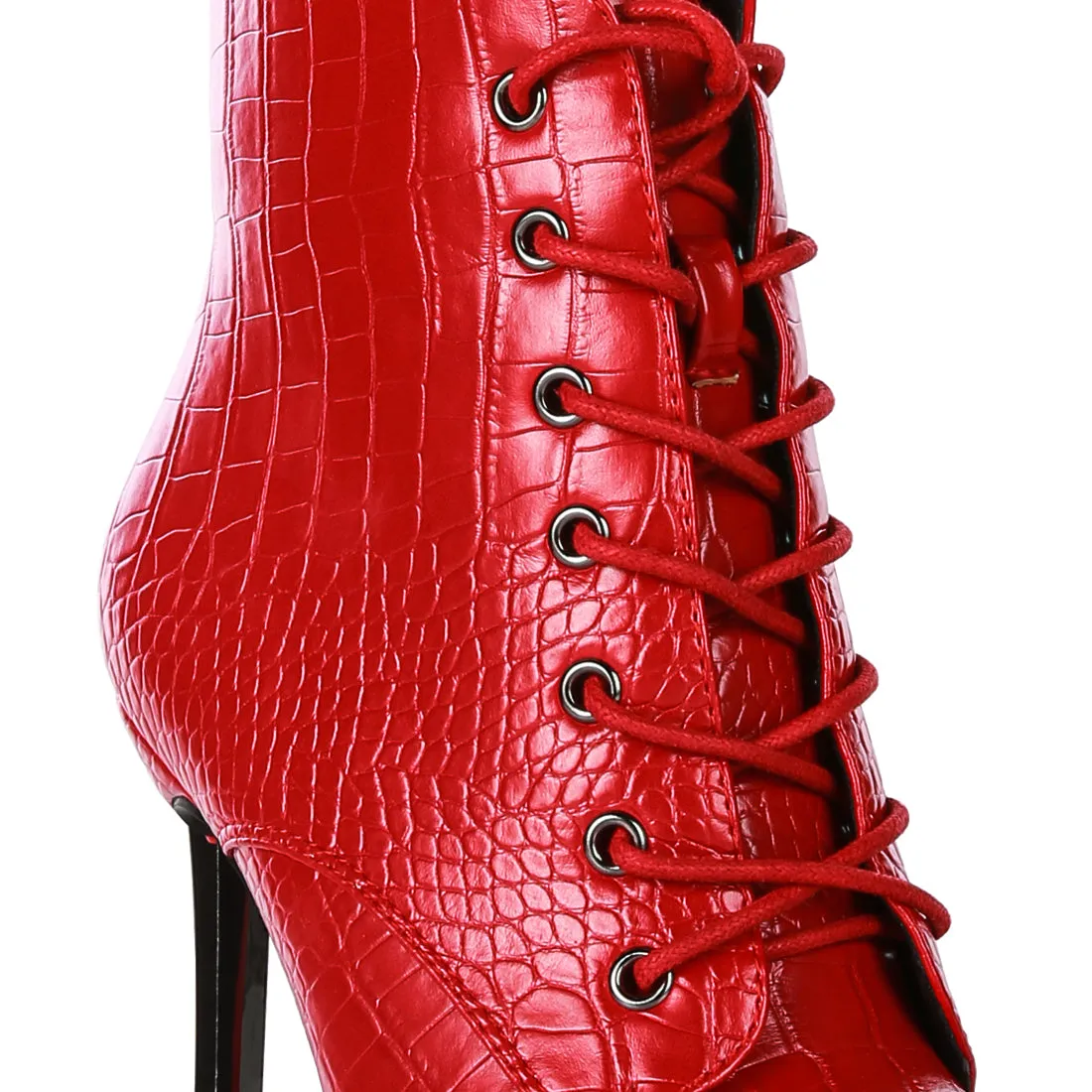 Croc Stiletto Ankle Boots