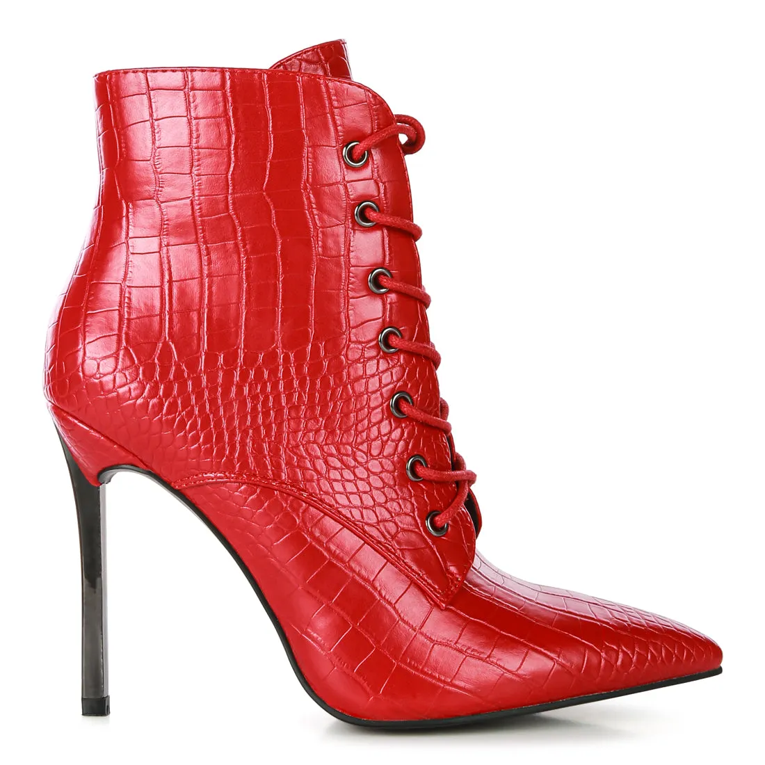 Croc Stiletto Ankle Boots