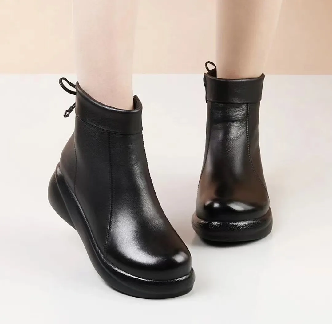 Handmade Waterproof Leather Soft Snow Boots