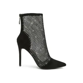 Jazz Rhinestone Embellished Mesh Stiletto Boots