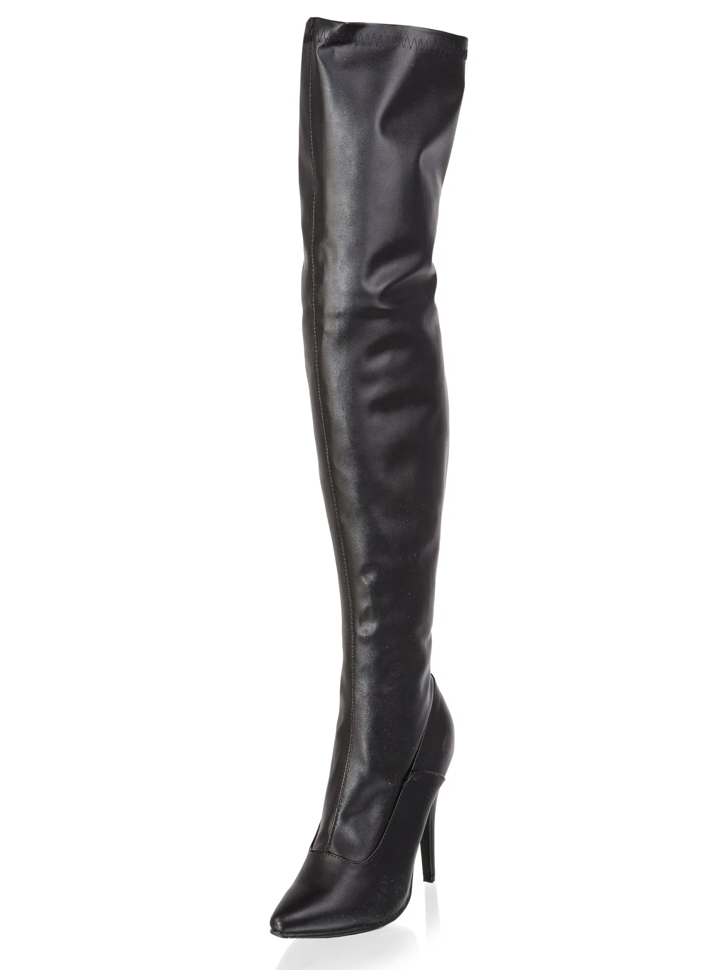 Matte Black Thigh High Boots