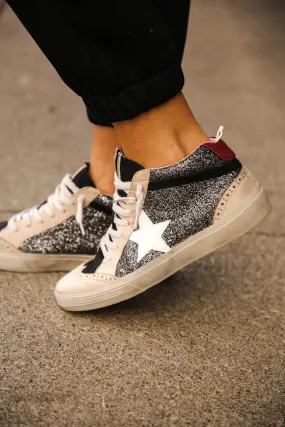 Paulina Black Glitter Shoe