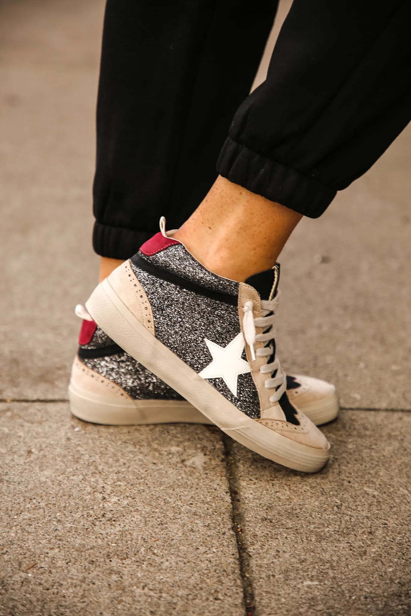 Paulina Black Glitter Shoe