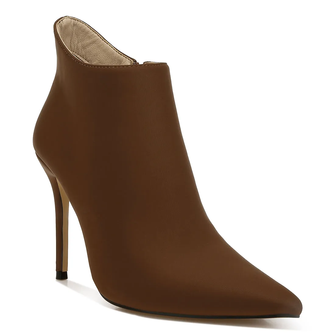 Pleather Concave Cut Ankle Boots