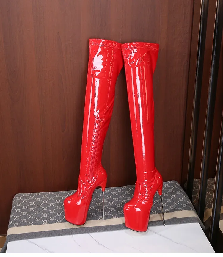 Pole Dancing Elegance: Stunning Over-the-Knee Stiletto Boots for Crossdressers - Enhance Your Style and Performance