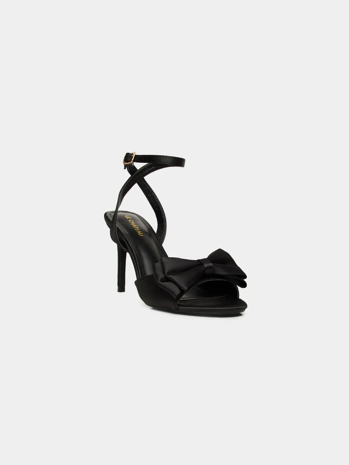 Satin High Heel Sandal With Bow
