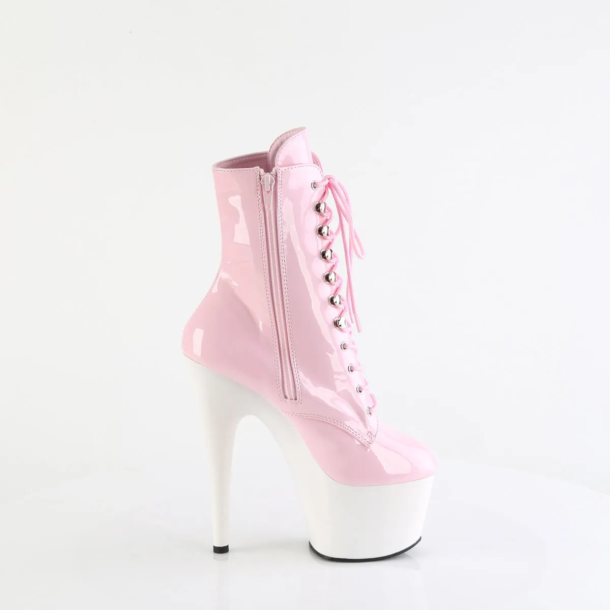 Sexy Devil 7 Inches Pink Color White Platform Ankle Boots