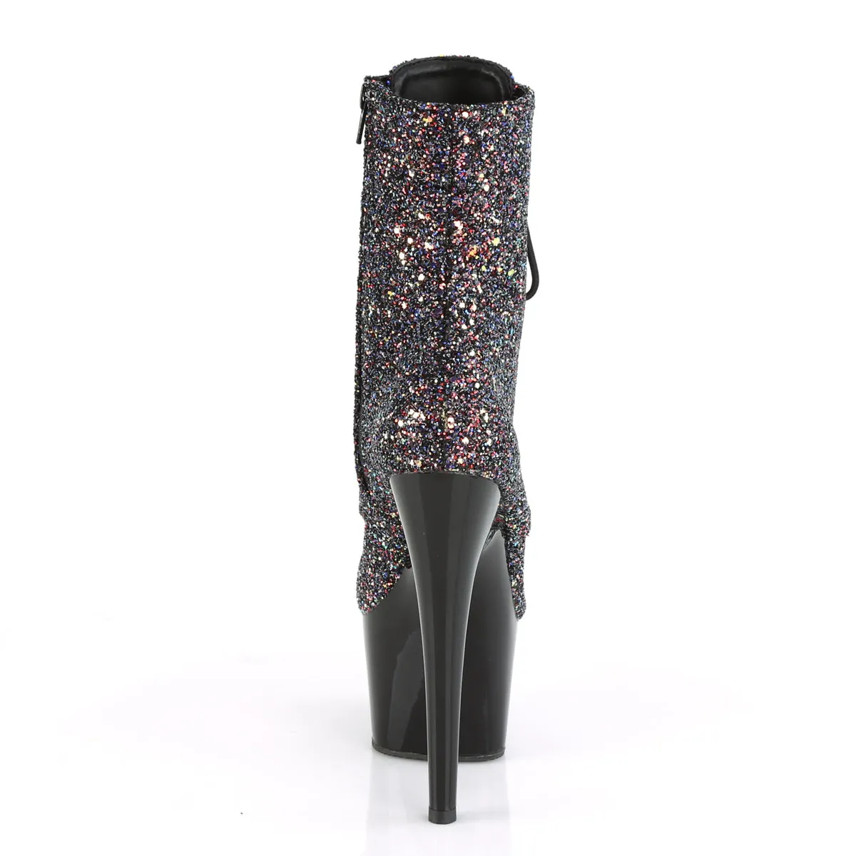 Sexy Devil 7 Inches Purple Glitter Black Platform Ankle Boots