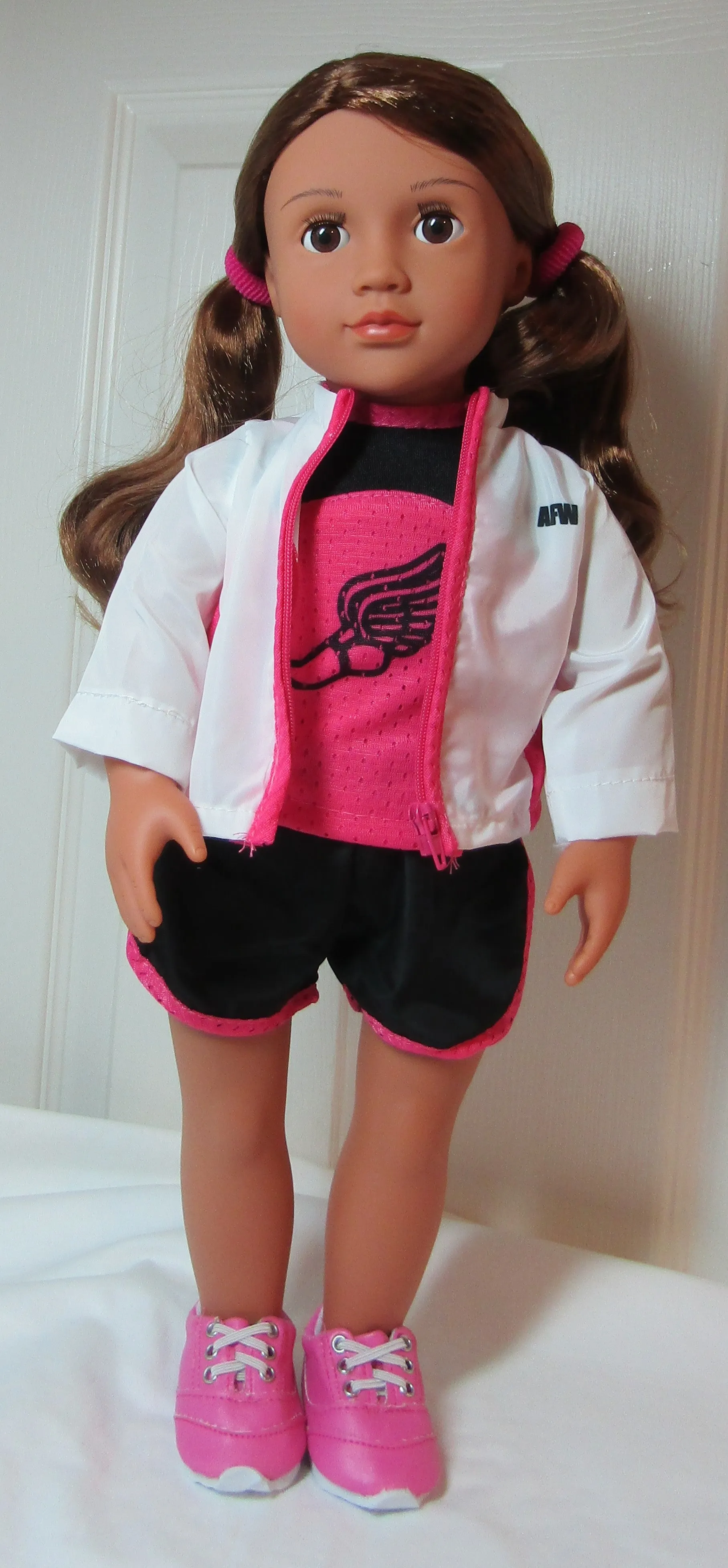Track Outfit: Hot Pink & Black 18 inch Doll 4 Pc